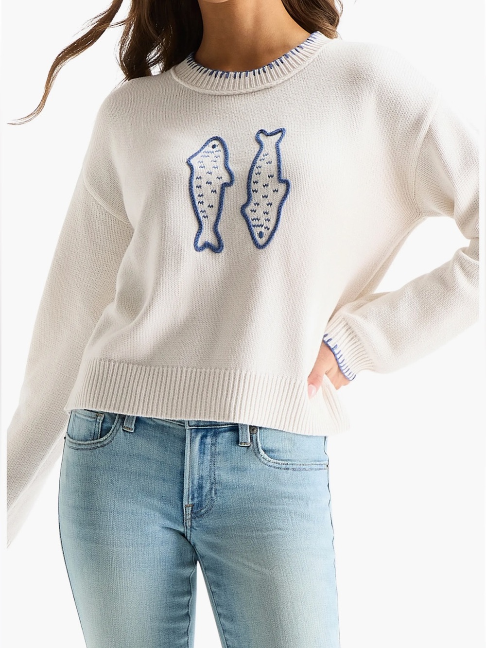 Lucky Brand Embroidered Fish Sweater